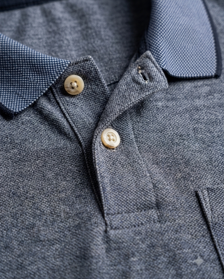 PL006 Denim Blue 100% Cotton Polo T-Shirt