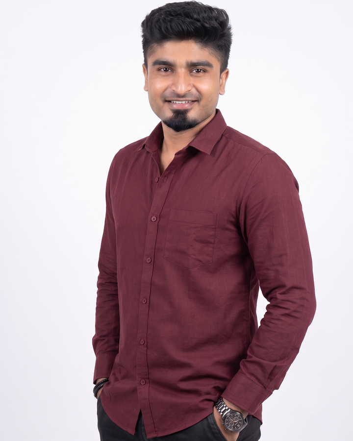 Wine Red Full Sleeve Shirt