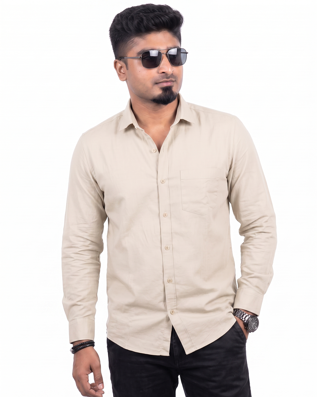 Cream Full Sleeve Shirt