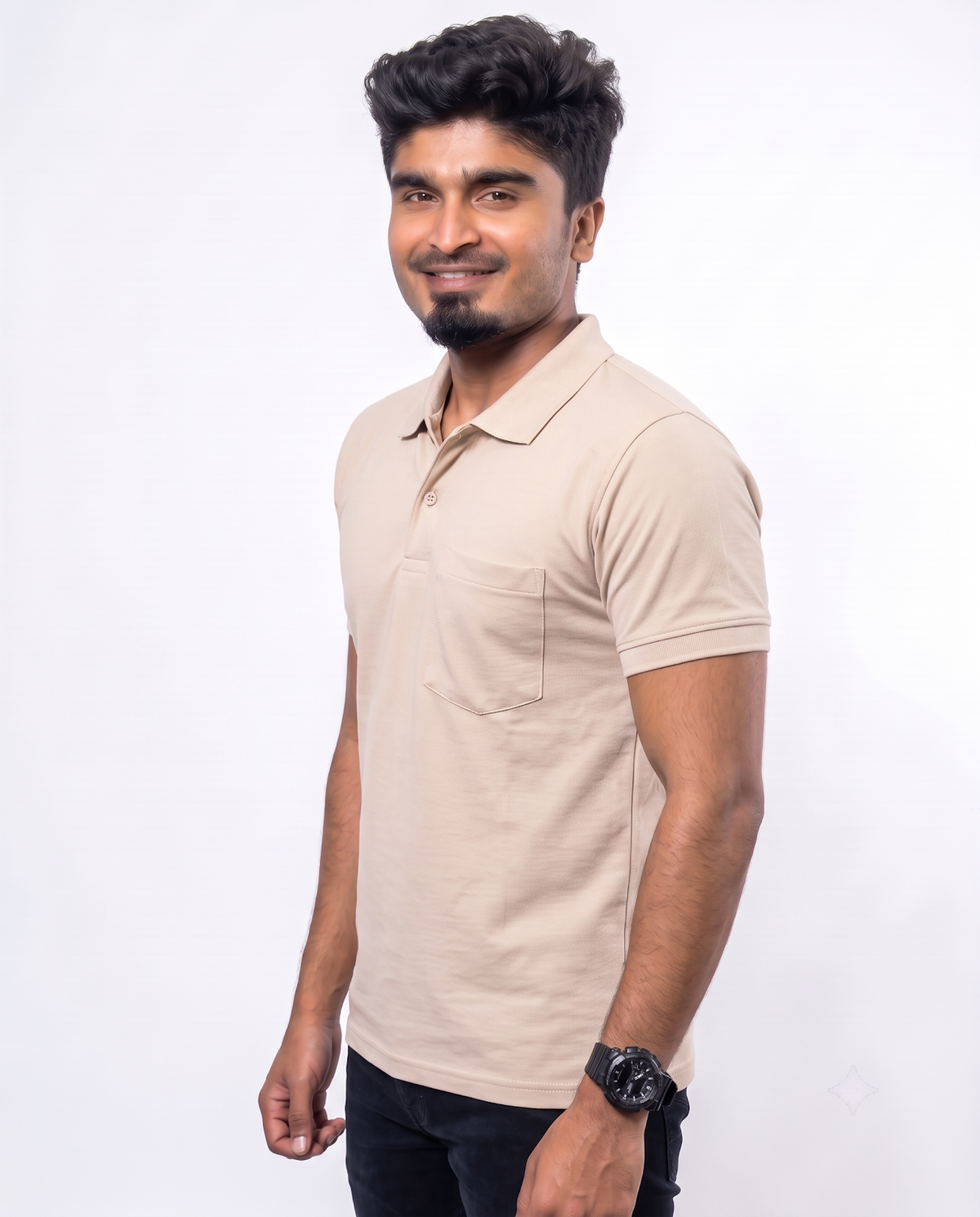 PL014 Warm Beige 100% Cotton Polo T-Shirt