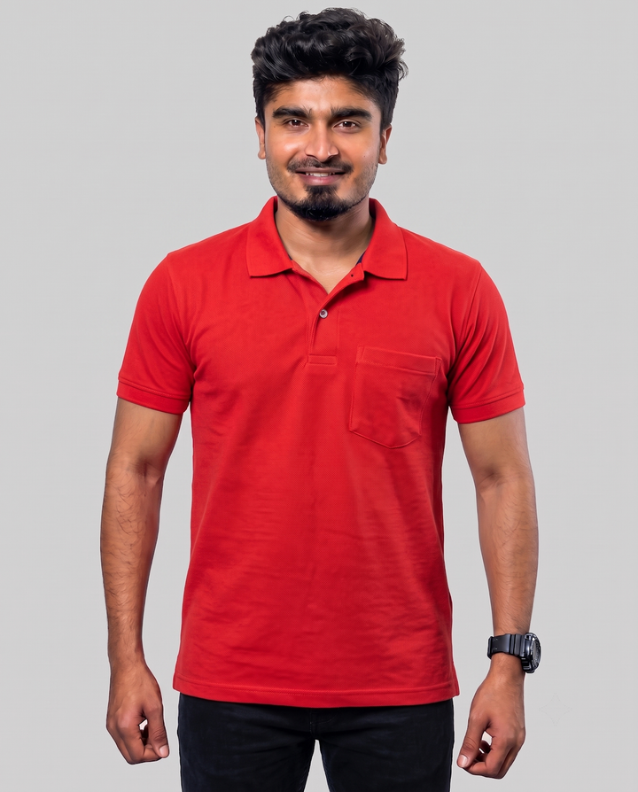 PL012 Dark Red 100% Cotton Polo T-Shirt