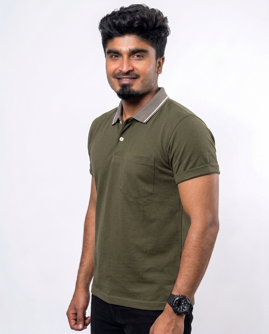 PL010 Dark Olive 100% Cotton Polo T-Shirt