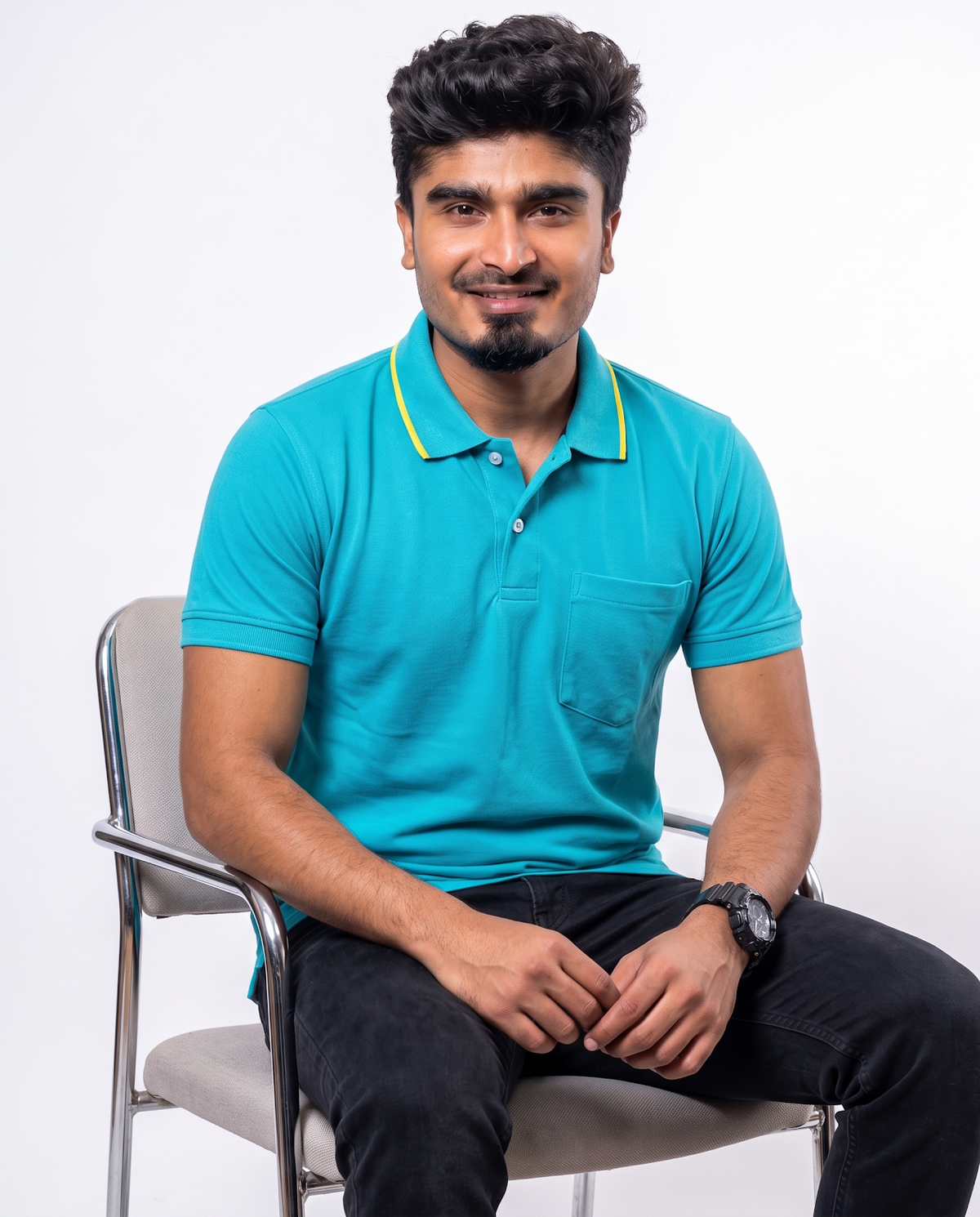 PL018 Blue Green 100% Cotton Polo T-Shirt
