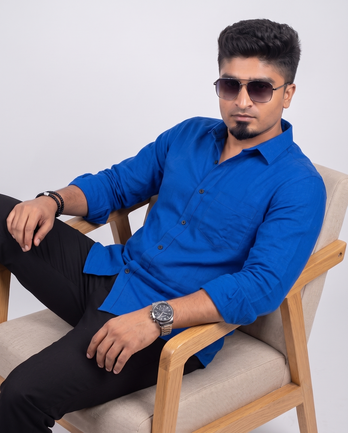 Royal Blue Solid Full Sleeve Shirt