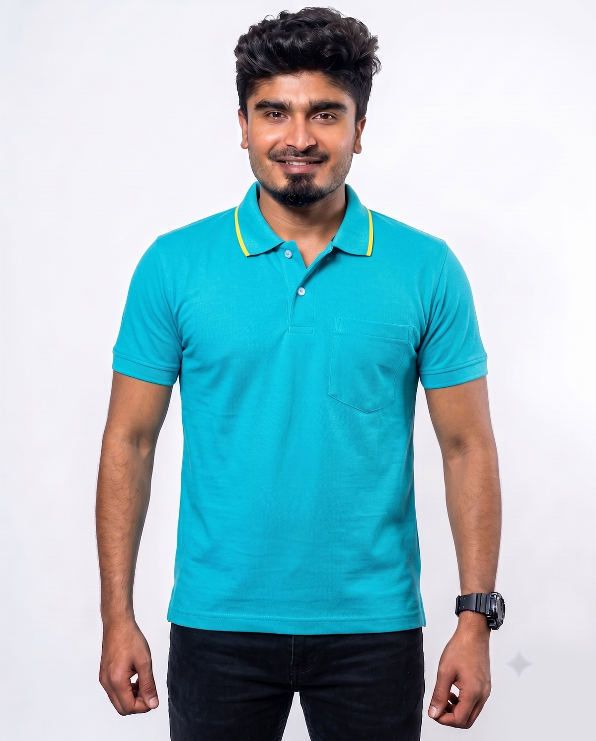 PL018 Blue Green 100% Cotton Polo T-Shirt