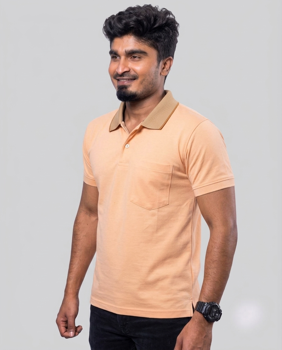PL023 Peach 100% Cotton Polo T-Shirt