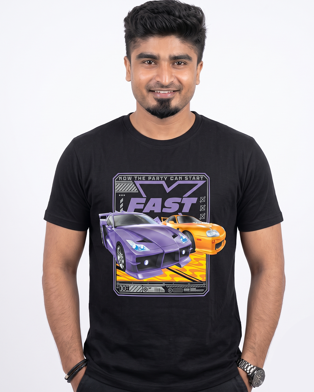 RHS39 Fastcar-Voiled Round Neck Half Sleeve
