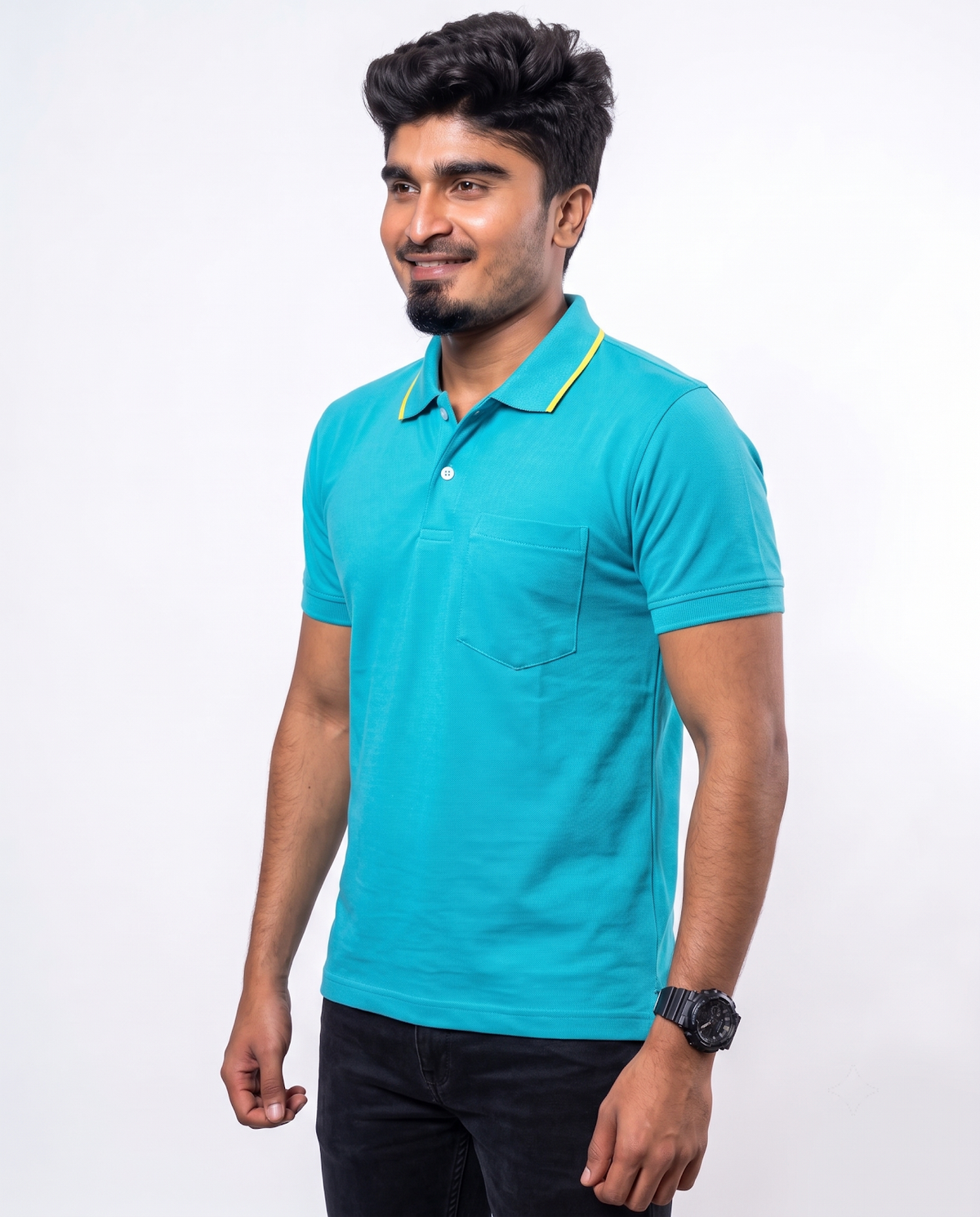 PL018 Blue Green 100% Cotton Polo T-Shirt
