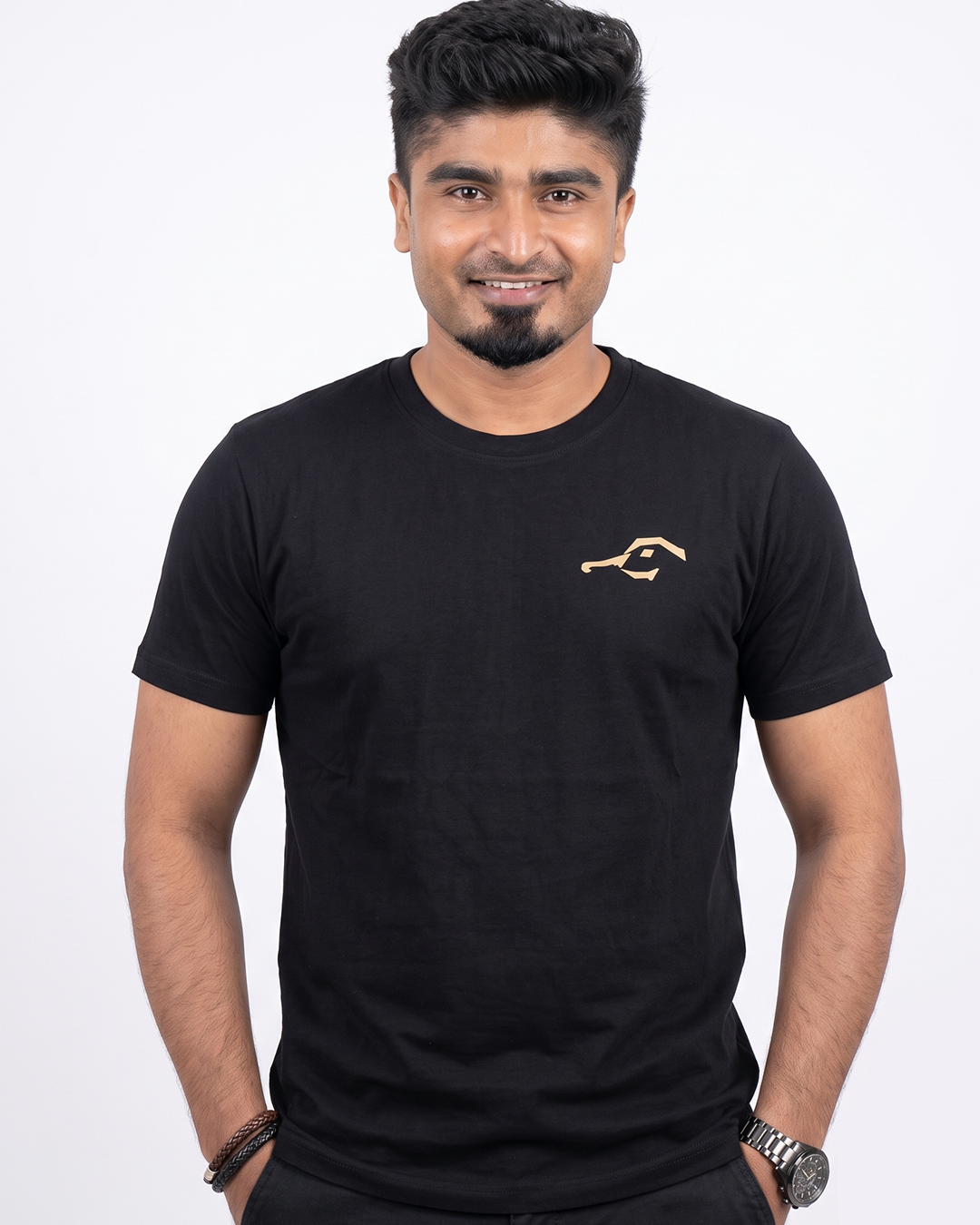 RHS63 Dux Black Round Neck Half Sleeve
