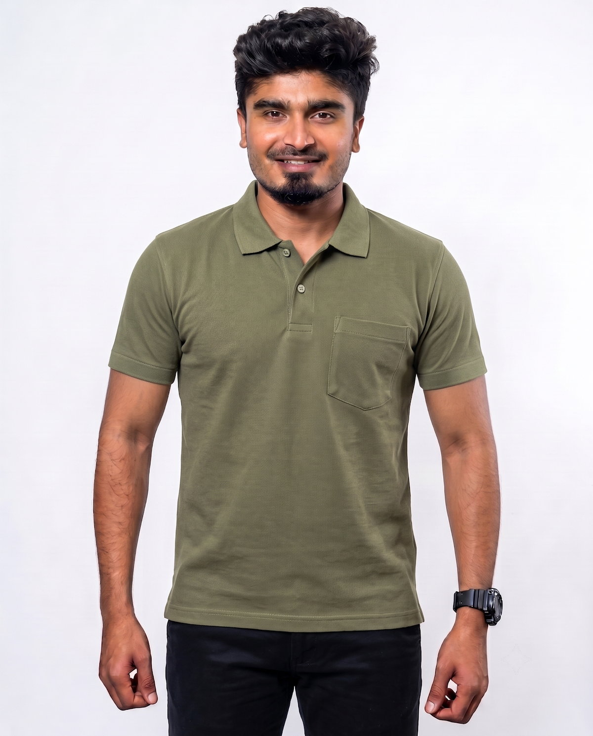 PL003 Olive Green 100% Cotton Polo T-Shirt