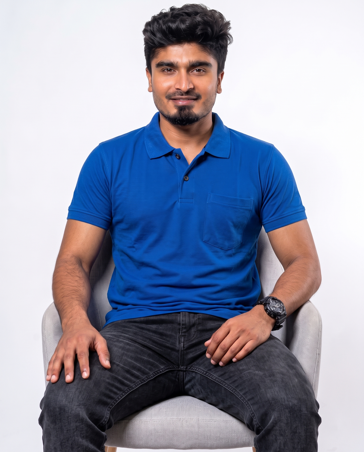 PL001 Royal Blue 100% Cotton Polo T-Shirt