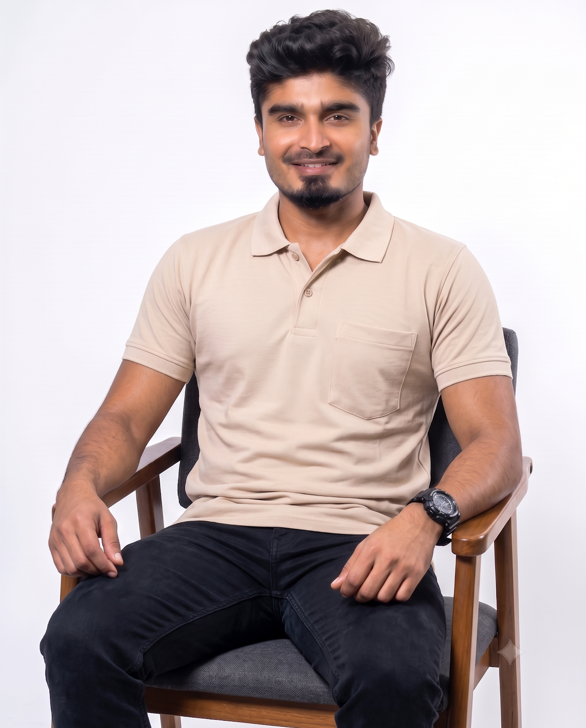 PL014 Warm Beige 100% Cotton Polo T-Shirt