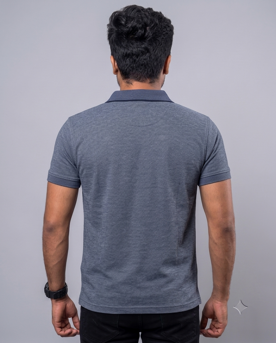 PL006 Denim Blue 100% Cotton Polo T-Shirt