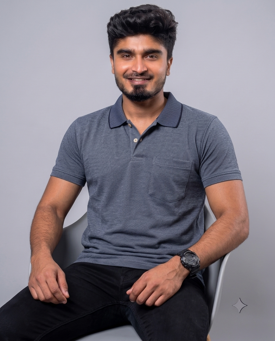 PL006 Denim Blue 100% Cotton Polo T-Shirt