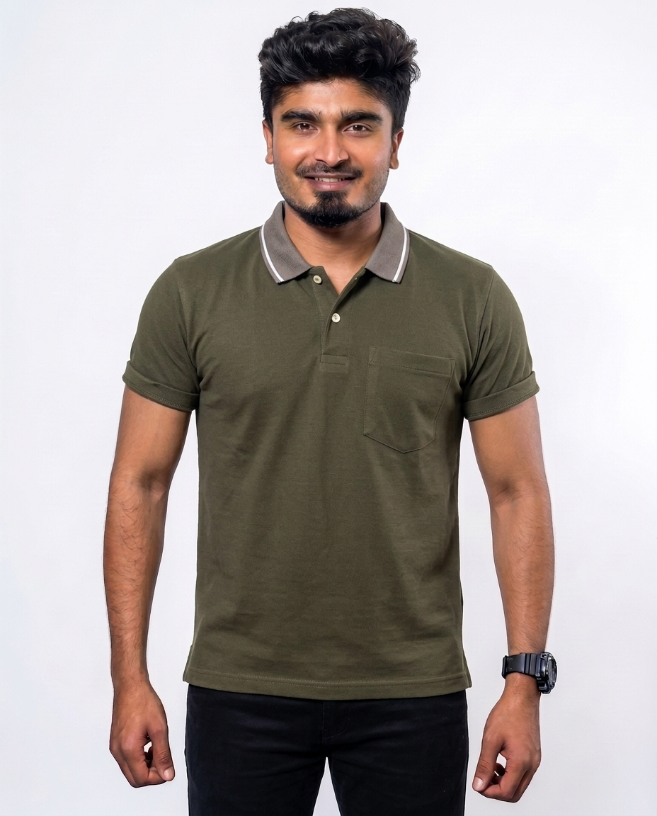 PL010 Dark Olive 100% Cotton Polo T-Shirt