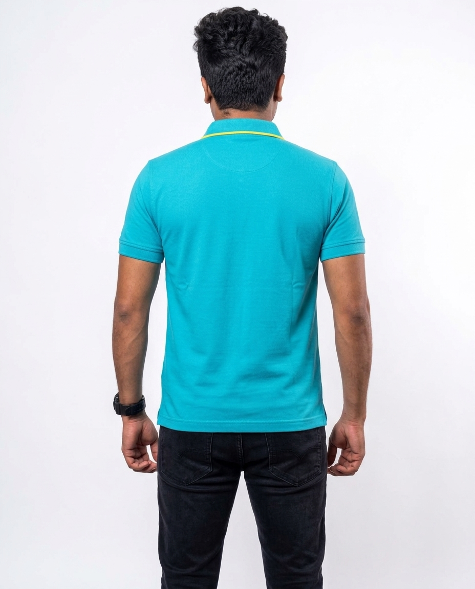 PL018 Blue Green 100% Cotton Polo T-Shirt