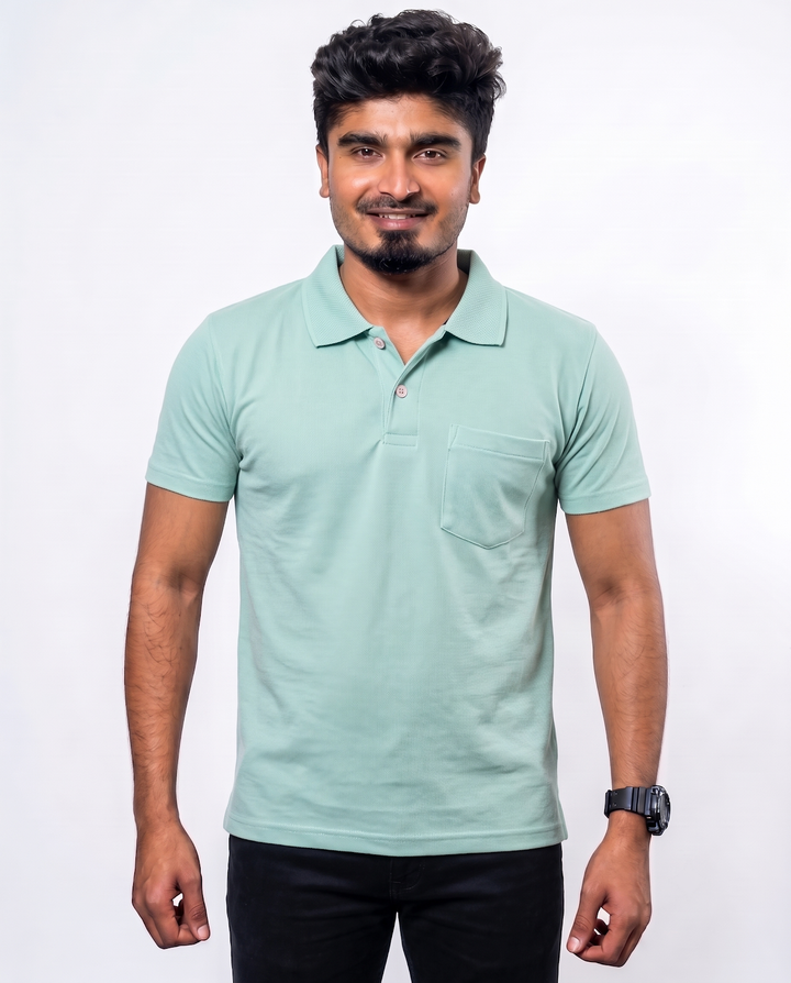 PL013 Mint Green 100% Cotton Polo T-Shirt
