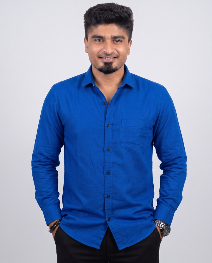 Royal Blue Solid Full Sleeve Shirt