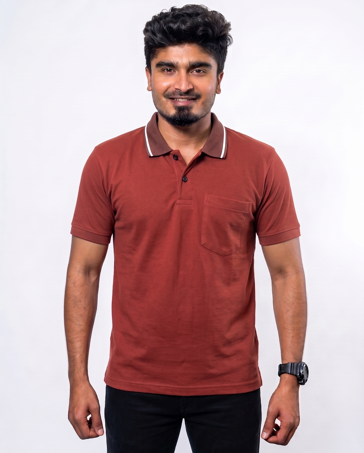 PL019 Brick Red 100% Cotton Polo T-Shirt