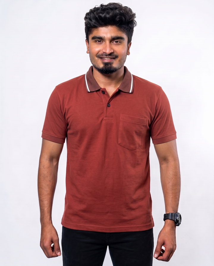 PL019 Brick Red 100% Cotton Polo T-Shirt