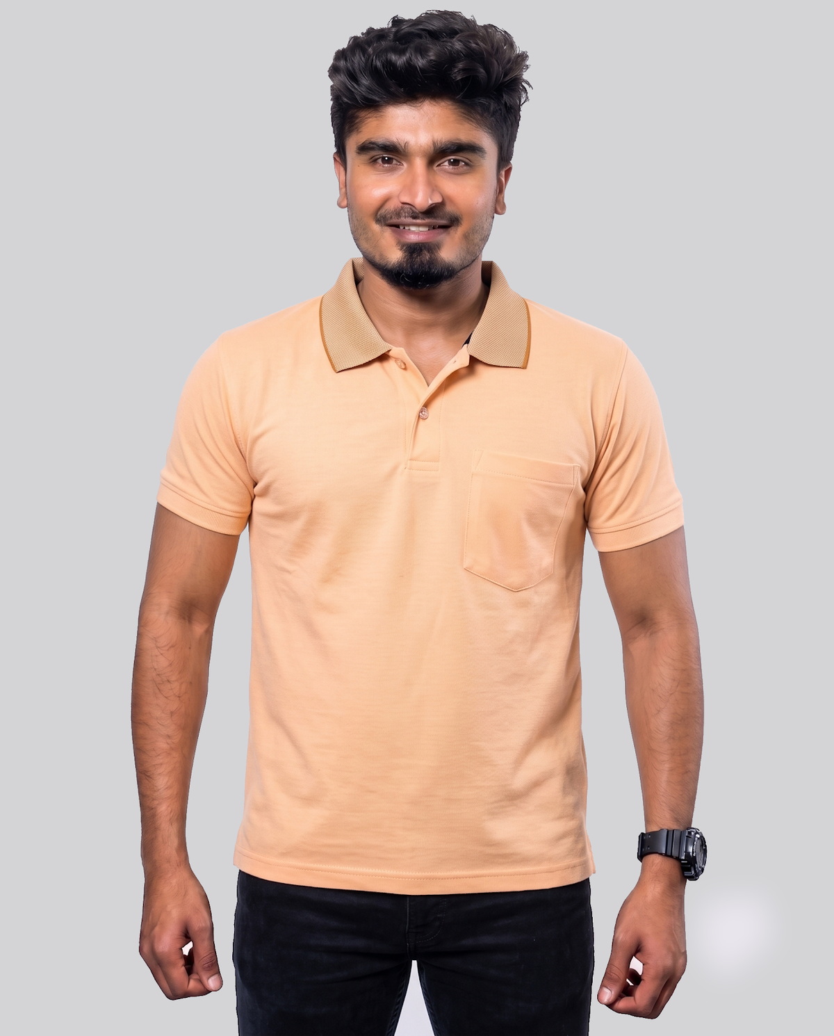 PL023 Peach 100% Cotton Polo T-Shirt