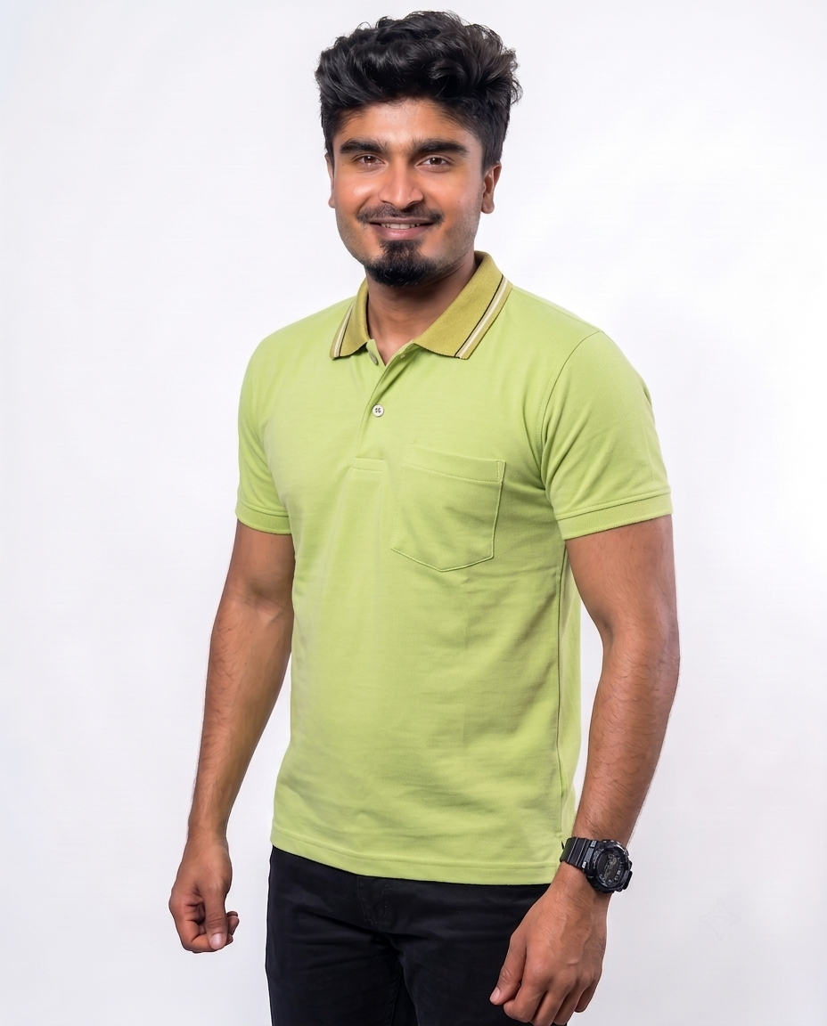 PL009 Sage Green 100% Cotton Polo T-Shirt