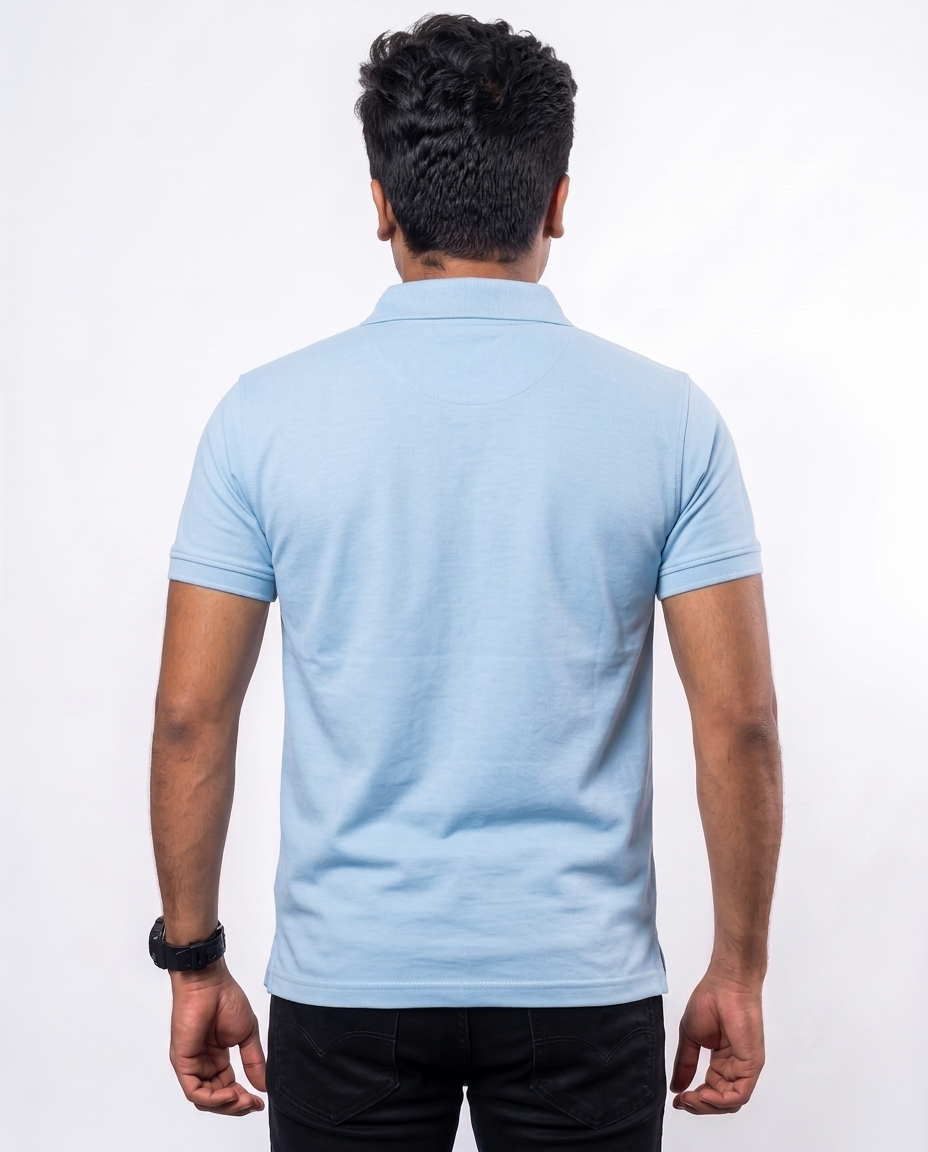 PL008 Sky Blue 100% Cotton Polo T-Shirt