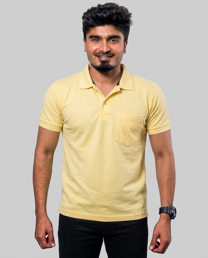 PL016 Pale Yellow 100% Cotton Polo T-Shirt