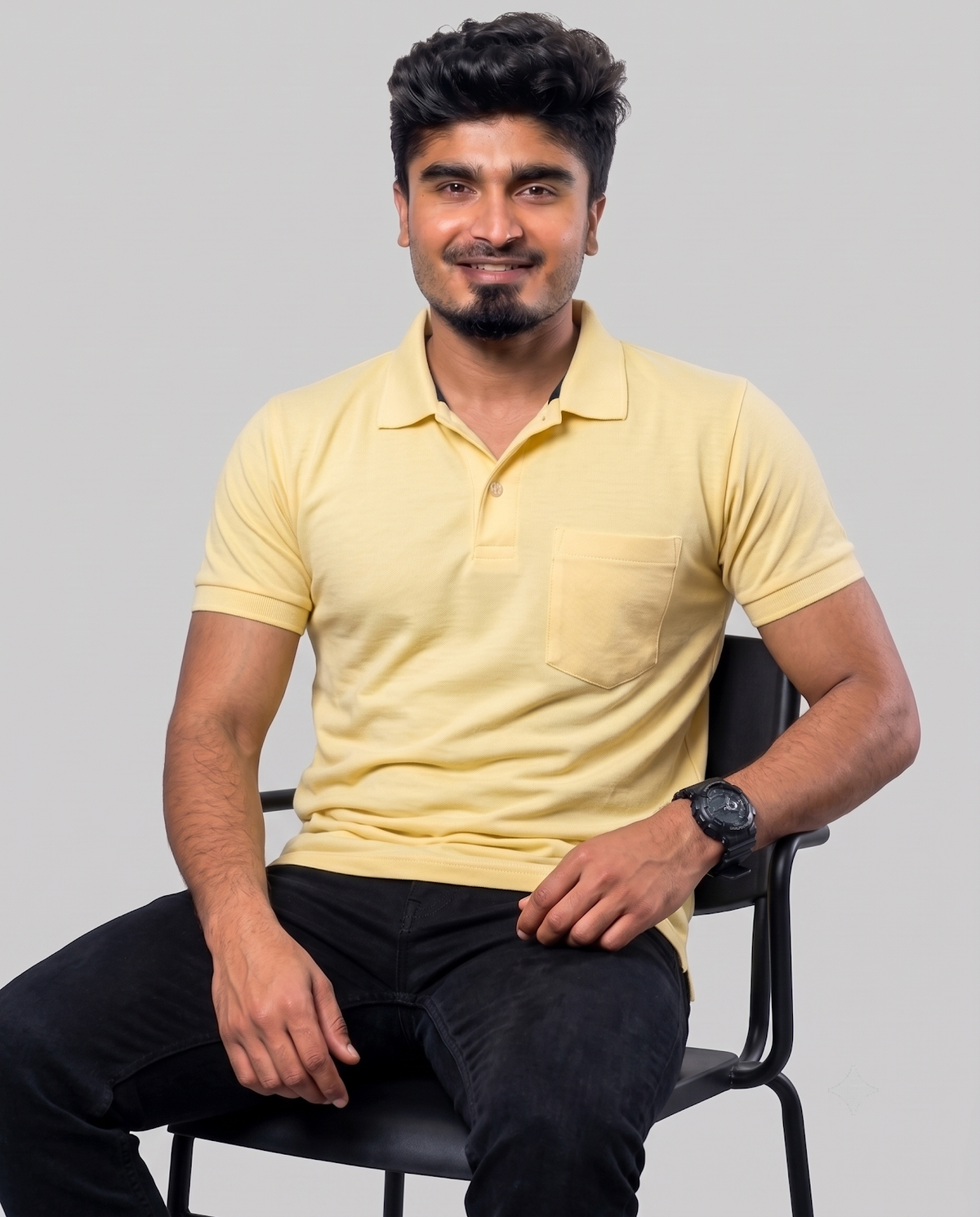 PL016 Pale Yellow 100% Cotton Polo T-Shirt
