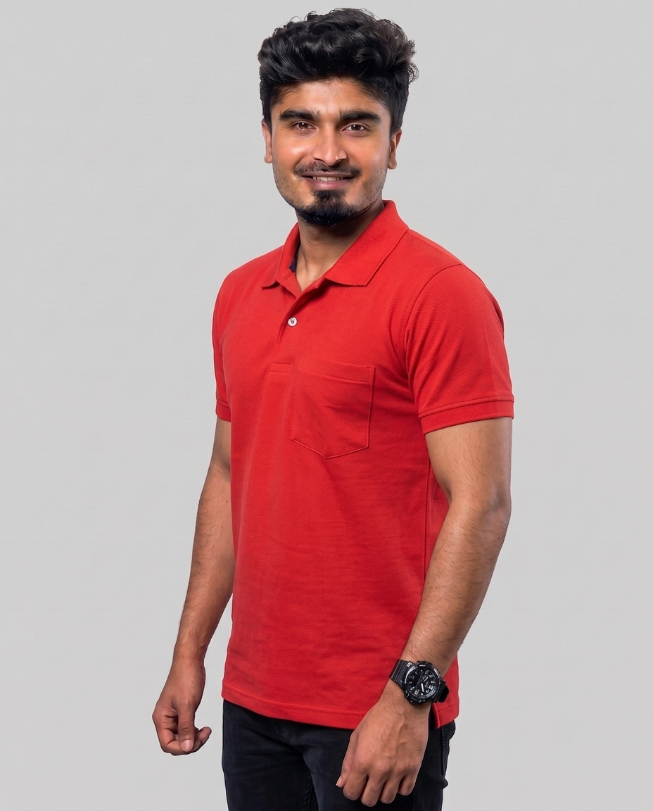 PL012 Dark Red 100% Cotton Polo T-Shirt