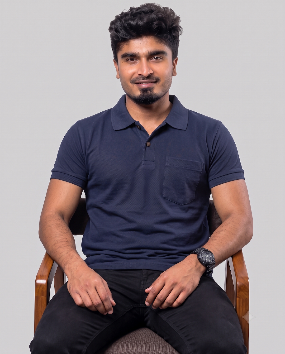 PL002 Dark Blue 100% Cotton Polo T-Shirt