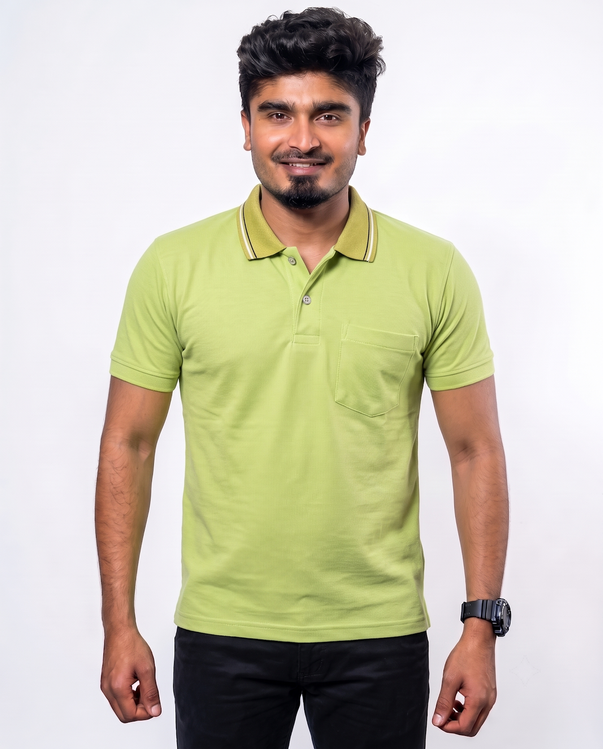PL009 Sage Green 100% Cotton Polo T-Shirt