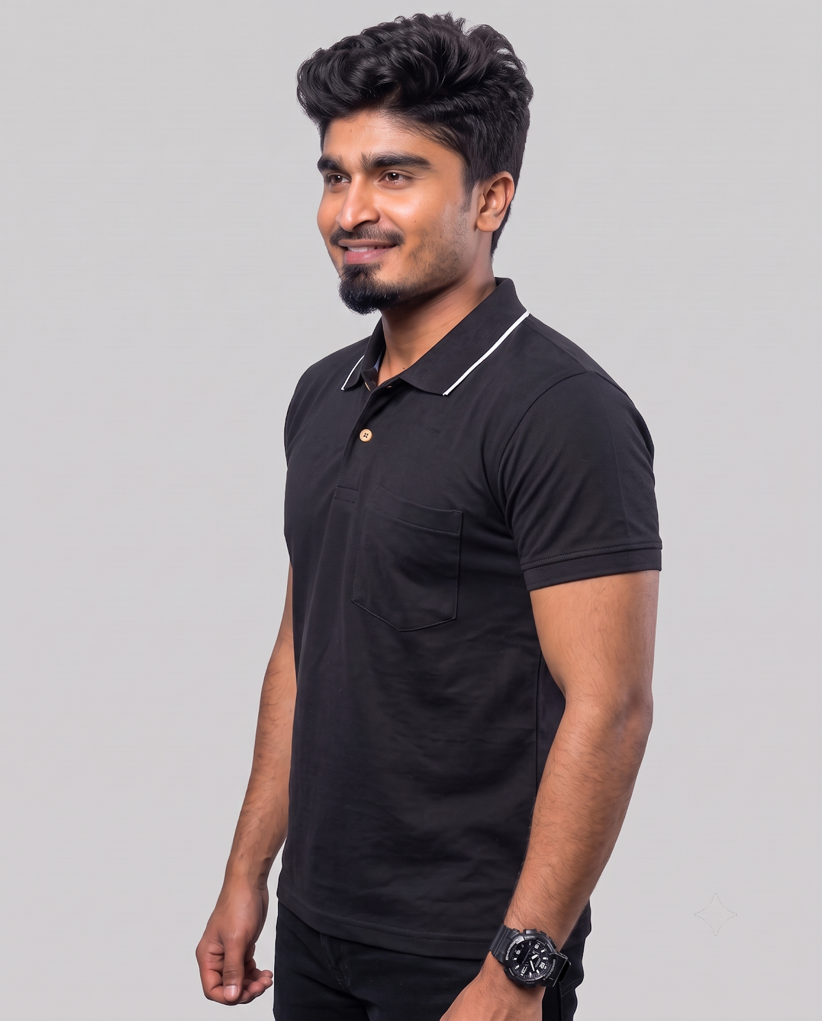 PL004 Black 100% Cotton Polo T-Shirt
