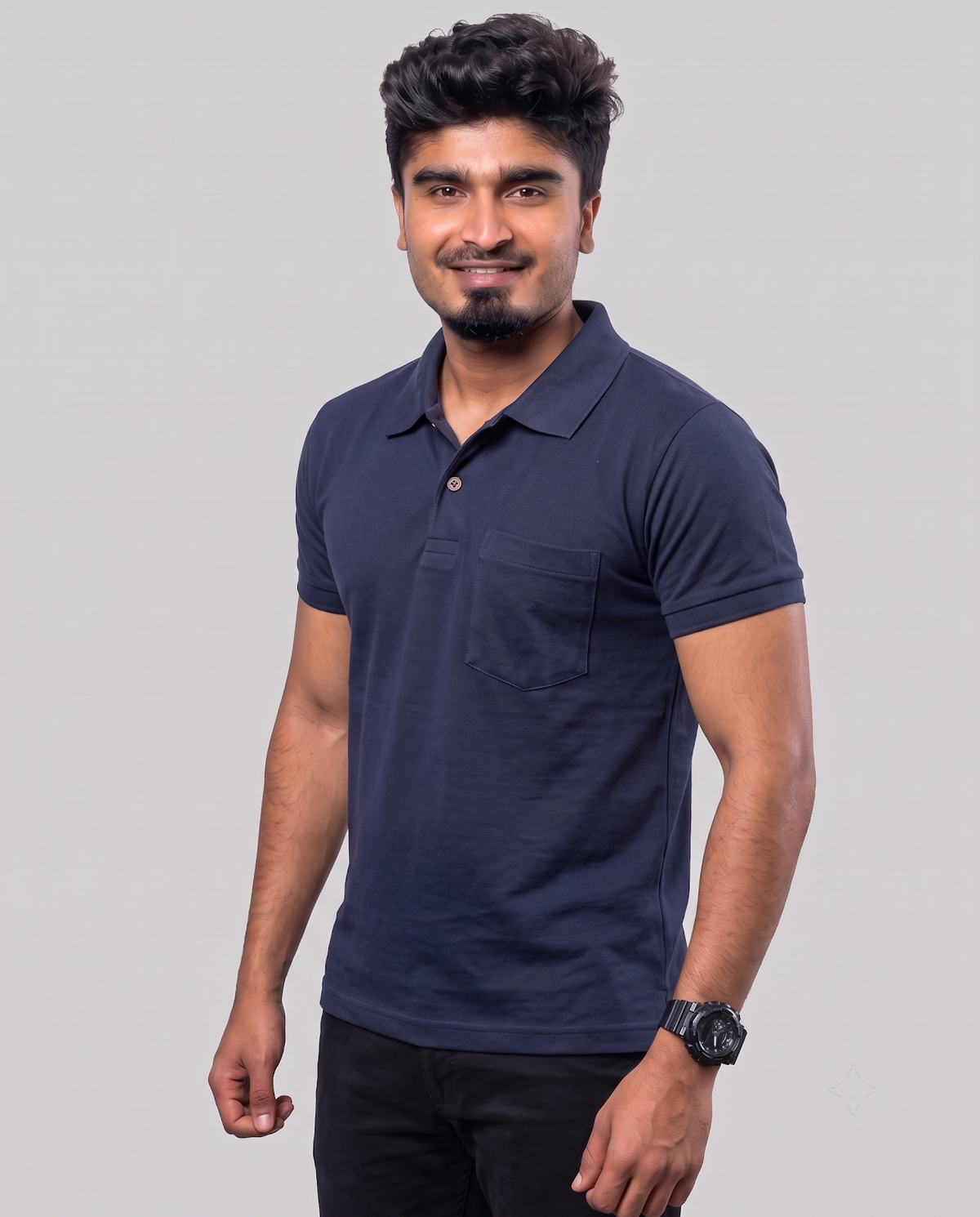 PL002 Dark Blue 100% Cotton Polo T-Shirt