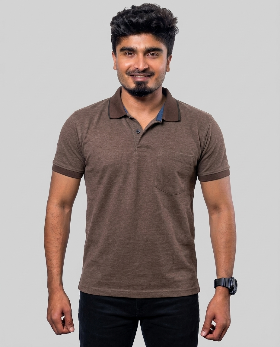 PL022 Brown 100% Cotton Polo T-Shirt