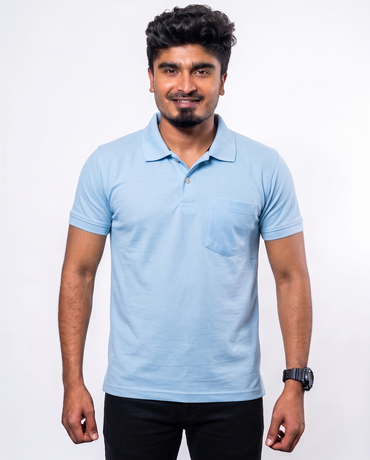 PL008 Sky Blue 100% Cotton Polo T-Shirt