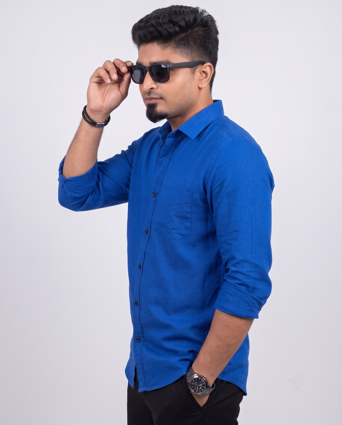 Royal Blue Solid Full Sleeve Shirt