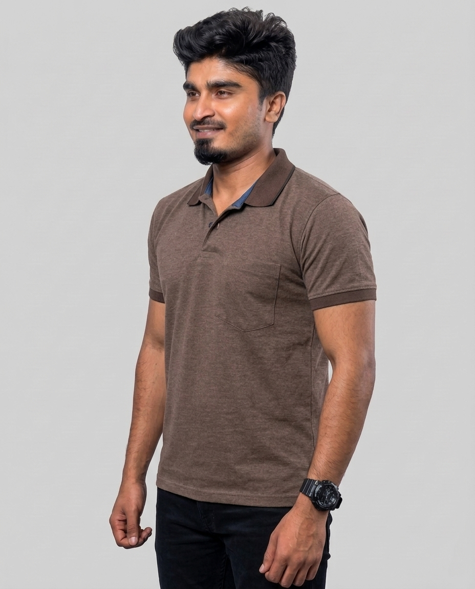 PL022 Brown 100% Cotton Polo T-Shirt