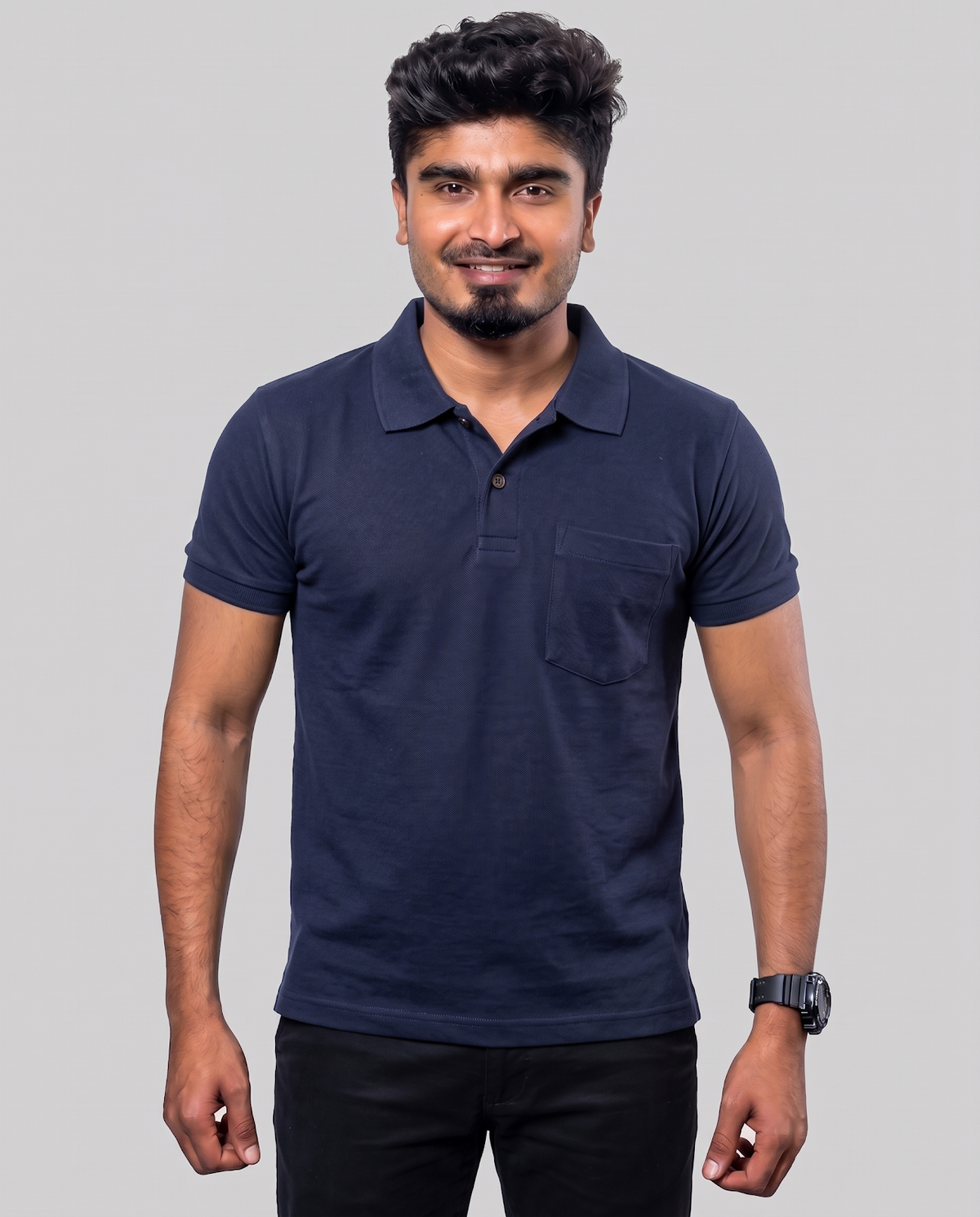 PL002 Dark Blue 100% Cotton Polo T-Shirt
