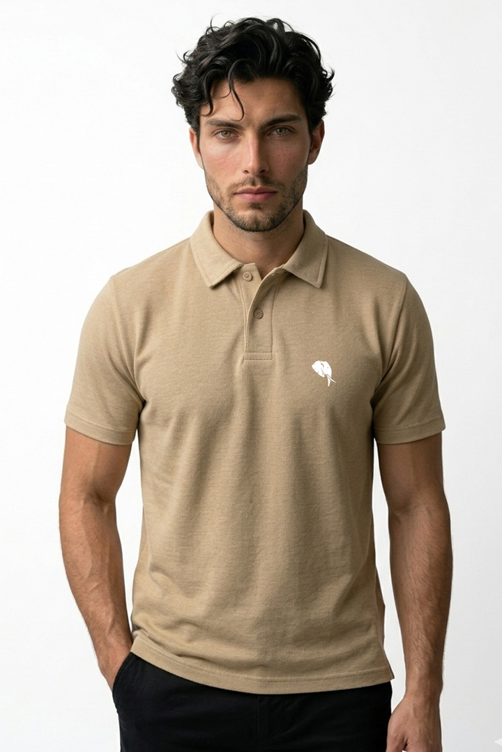 PR3 SS 008 C || Beige || 100% Cotton Polo T-Shirt