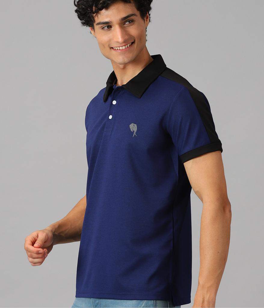 Airforce blue n black Panel Polo