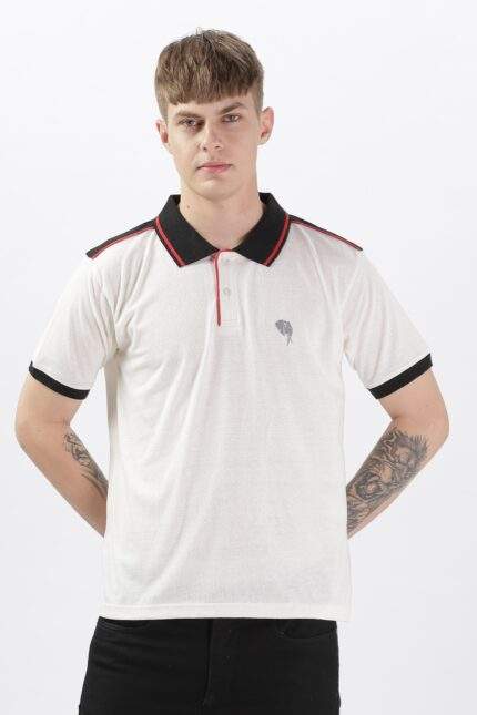 PR36 || Fancy White || 100% Cotton Polo T-Shirt