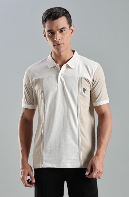 PR42 || Cream Melange || 100% Cotton Polo T-Shirt