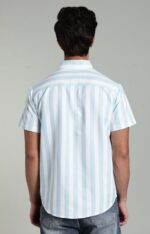 LS 02 || Blue Stripes || Half Sleeve Shirts || 100% Cotton - Image 3