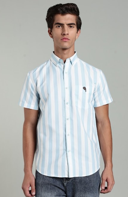 LS 02 || Blue Stripes || Half Sleeve Shirts || 100% Cotton