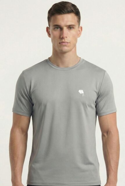 RHS02A || Lite Grey || Round Neck Half Sleeve