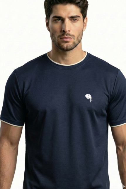RHS02B || Navy || Round Neck Half Sleeve