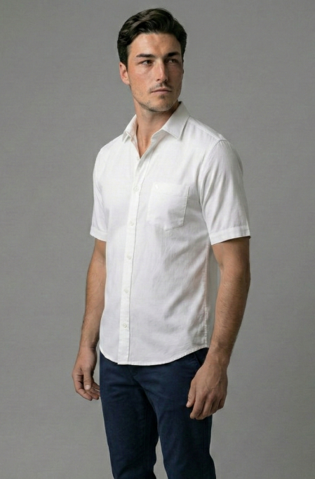 Gemini_Generated_Image_khk5txkhk5txkhk5 (8) LS04 || White || Half Sleeve Shirts - Image 1