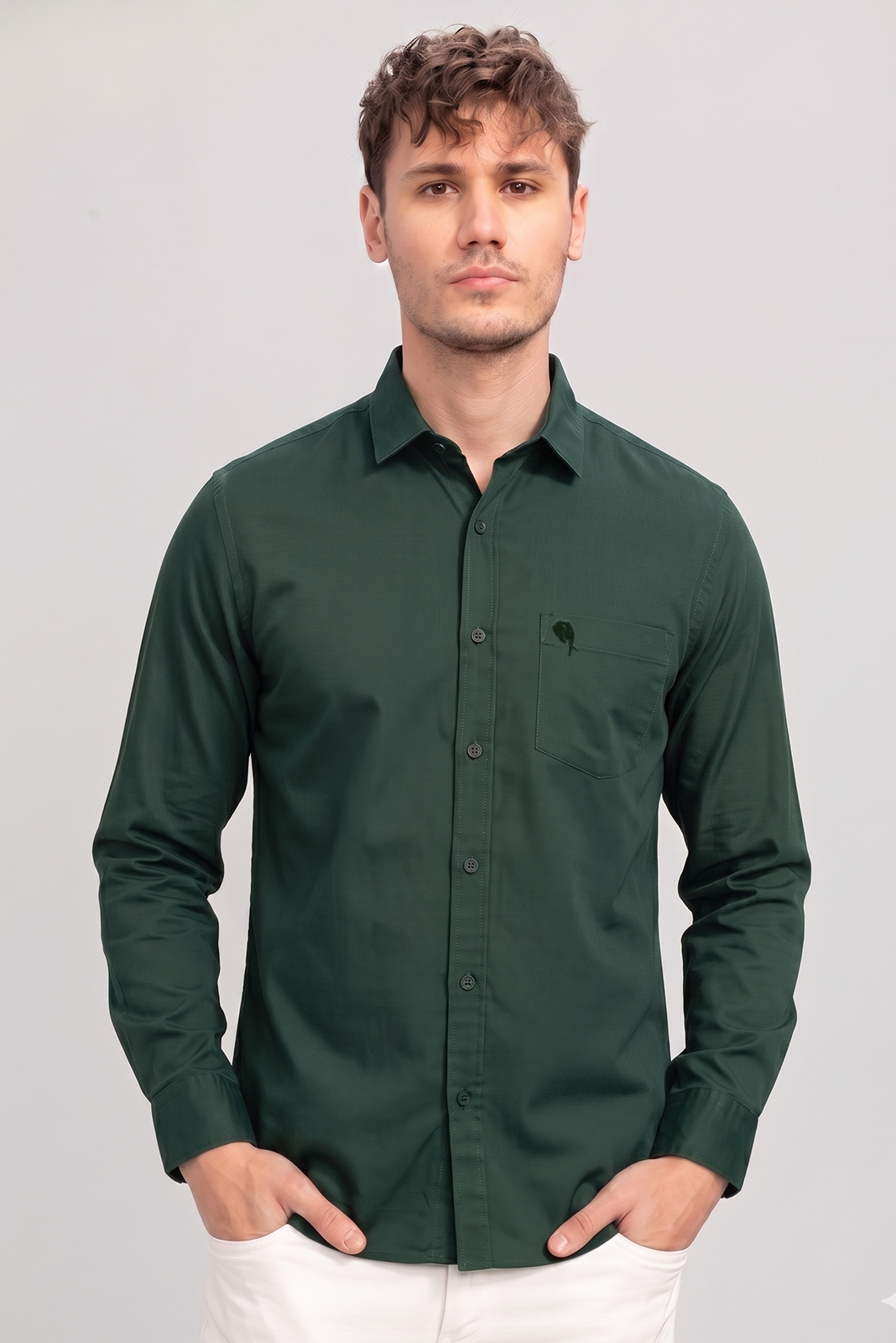 0007 (1) LS05 || Green || Full Sleeve Shirts - Image 1